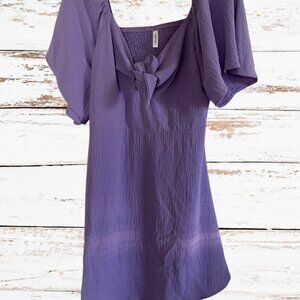Dokotoo SHEIN Lilac Short Sleeve Dress With Front Tie, Women's Size L